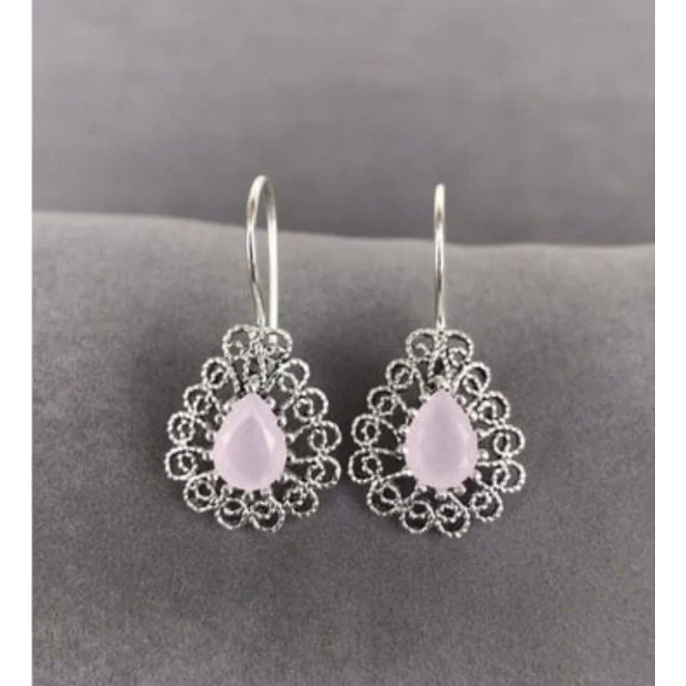 925 Sterling Silver Turkish Filigree Wedding Jewelry Set for Women, HandmadeGift - Picture 4 of 10